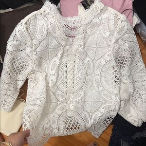 Anthropologie White Crochet Lace Blouse